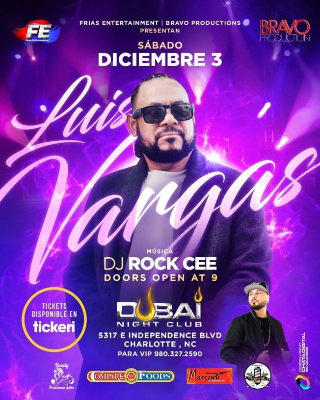 Event - Luis Vargas Charlotte NC - Charlotte, North Carolina - December 3, 2022 | concert tickets