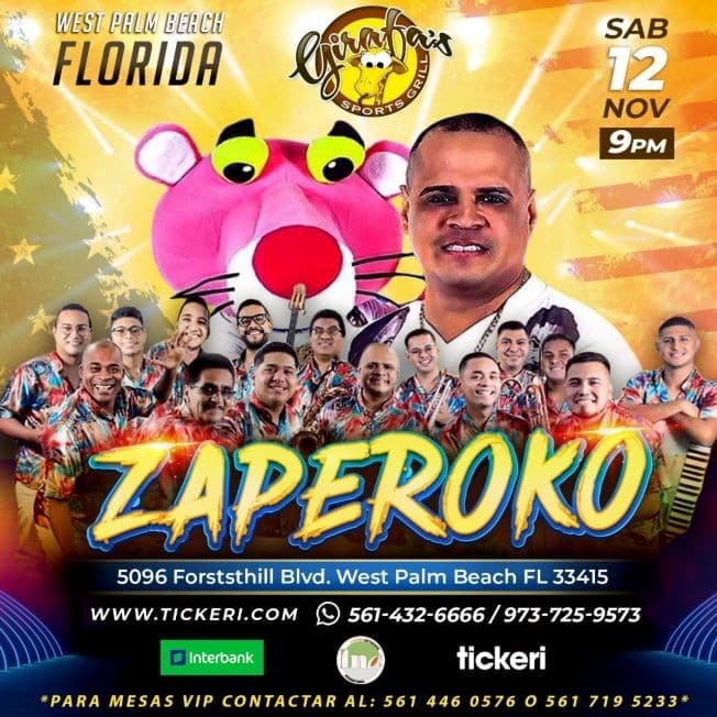 Event - ZAPEROKO  EN CONCIERTO ! WEST PALM BEACH - West Palm Beach, Florida - November 12, 2022 | concert tickets