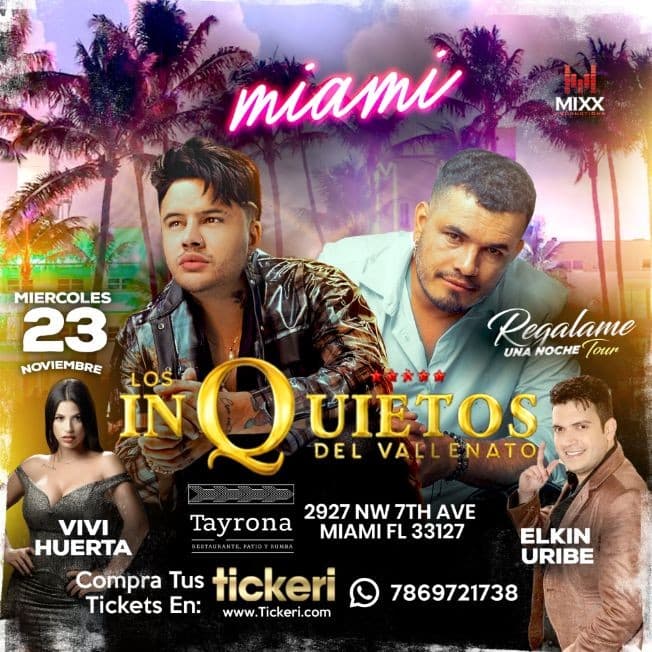 Event - LOS INQUIETOS DEL VALLENATO EN CONCIERTO ! MIAMI FLORIDA - Miami, Florida - November 23, 2022 | concert tickets