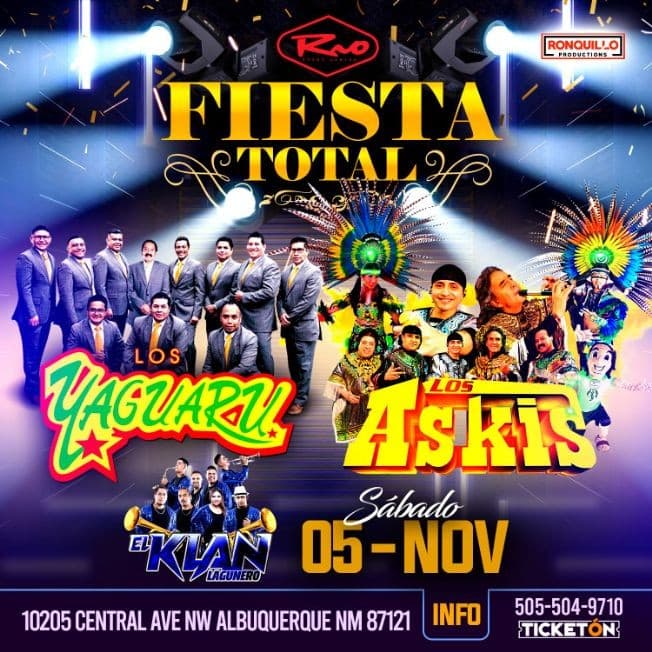 Event - LOS YAGUARU , LOS ASKIS  EN VIVO- EL KLAN LAGUNERO -  FIESTA TOTAL TOUR -ALBUQUERQUE NM - Albuquerque, New Mexico - November 5, 2022 | concert tickets