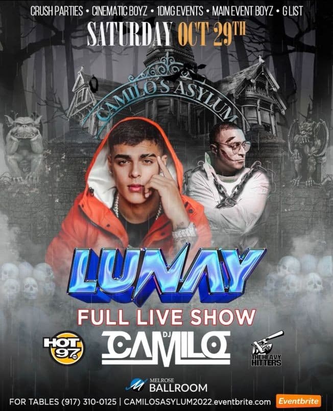 Event - Camilo's Asylum 2022 Lunay Live With DJ Camilo At Melrose Ballroom - New York, New York - October 29, 2022 | concert tickets