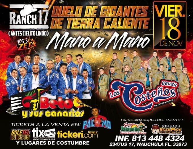 Event - BETO Y SUS CANARIOS , BANDA LOS COSTEÑOS EN VIVO ! WAUCHULA FLORIDA - Wauchula, Florida - November 18, 2022 | concert tickets