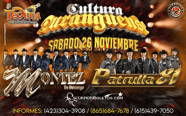 Event - MONTEZ DE DURANGO ,  PATRULLA 81 EN CONCIERTO!  KNOXVILLE TENNESSEE - Knoxville, Tennessee - November 26, 2022 | concert tickets