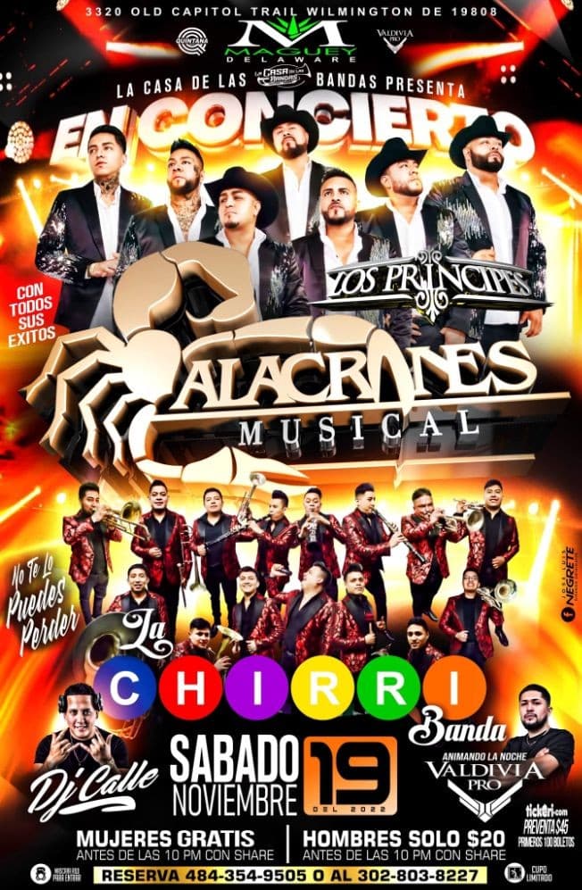 Event - ALACRANES MUSICAL Y LA CHIRRI BANDA! - Wilmington, Delaware - November 19, 2022 | concert tickets