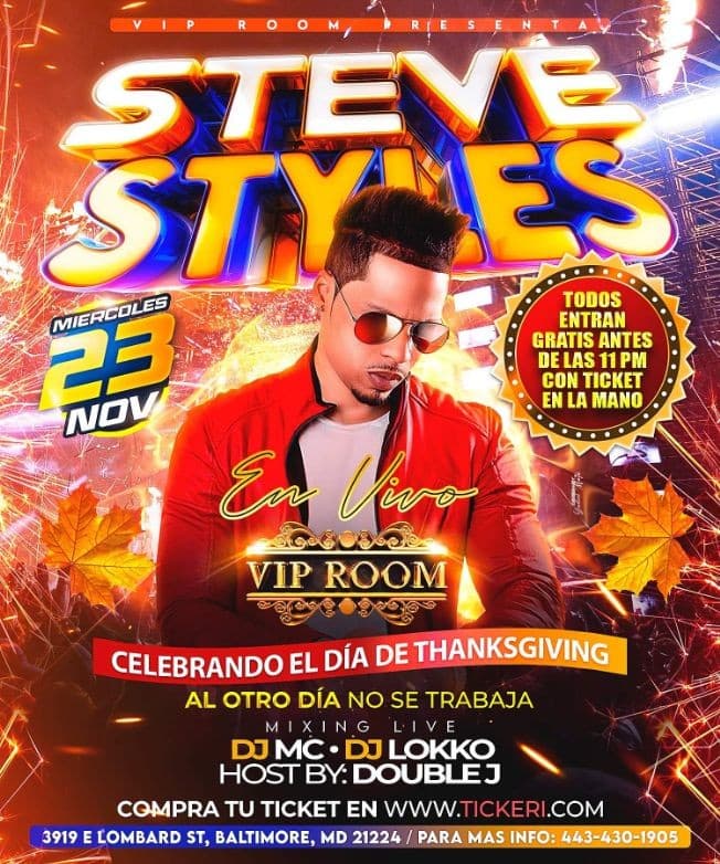 Event - Steve Styles Una Noche de Bachata - Baltimore, Maryland - November 23, 2022 | concert tickets