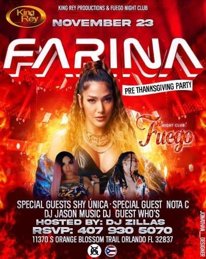 Event - Farina - Orlando, Florida - November 23, 2022 | concert tickets