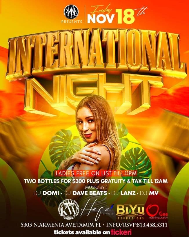 Event - INTERNATIONAL NIGHT - Tampa, Florida - November 18, 2022 | concert tickets