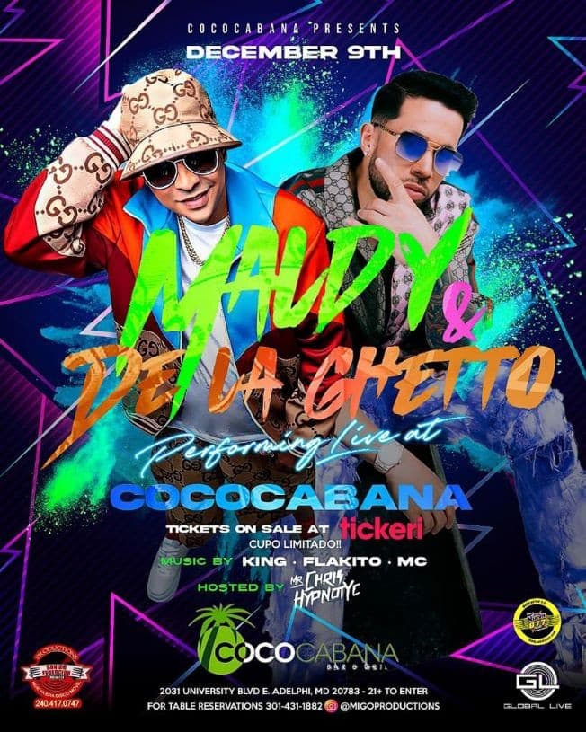 Event - MALDY  Y DE LA GHETTO EN CONCIERTO ! ADELPHI MARYLAND - Adelphi, Maryland - December 9, 2022 | concert tickets