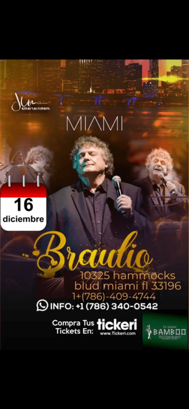 Event - BRAULIO EN CONCIERTO ! KENDALL MIAMI FLORIDA - Miami, Florida - December 16, 2022 | concert tickets