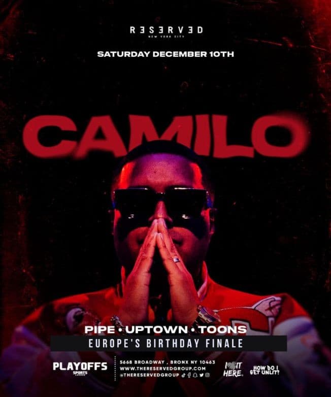 Event - Playoff Saturdays Euro Birthday Bash Finale DJ Camilo Live At Playoff Sports Lounge - Bronx, New York - December 10, 2022 | concert tickets