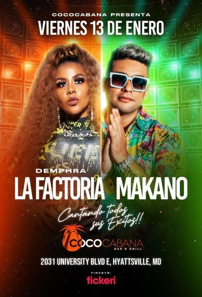 Event - LA FACTORIA & MAKANO EN CONCIERTO ! ADELPHI MARYLAND - Adelphi, Maryland - January 13, 2023 | concert tickets