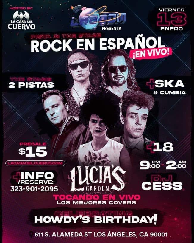 Event - ROCK EN ESPAÑOL EN VIVO EN LA BOOM, CELEBRATING HOWDY'S BIRTHDAY - Los Angeles, California - January 13, 2023 | concert tickets