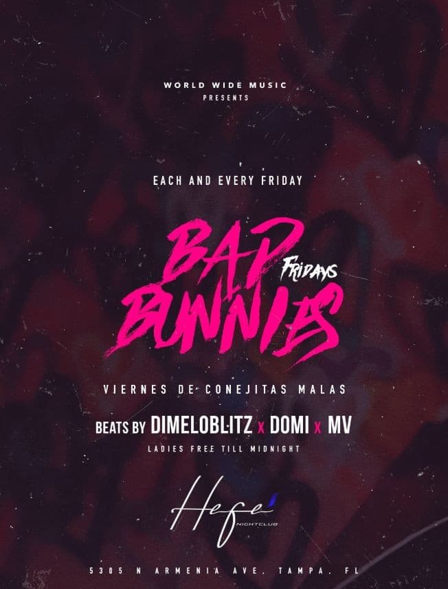 Event - BAD BUNNIES FRIDAYS - Tampa, Florida - January 6, 2023 | concert tickets