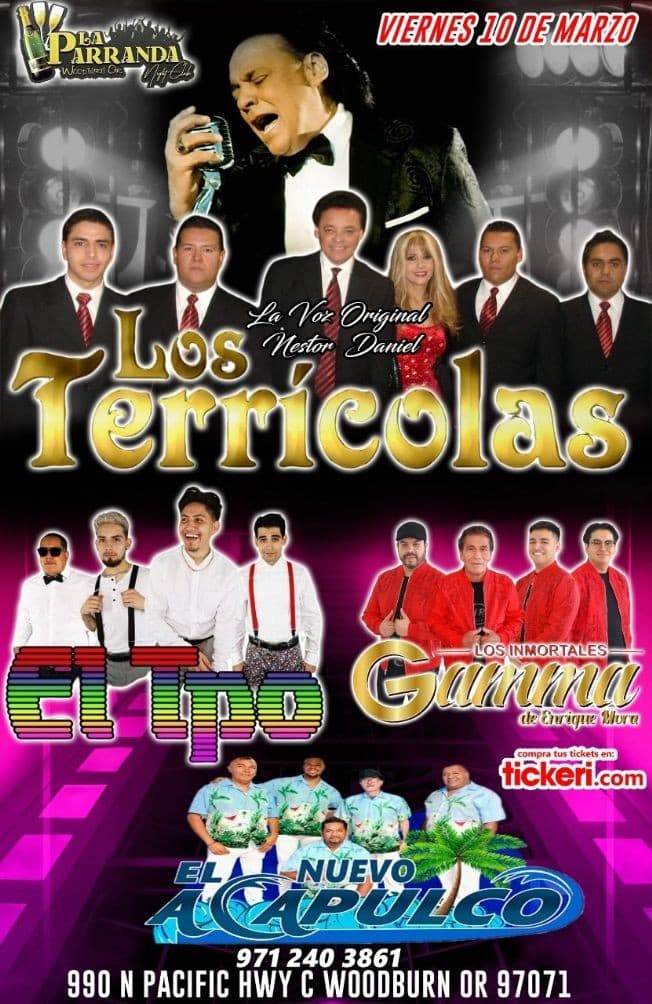 Event - LOS TERRICOLAS , EL TPO , LOS INMORTALES GAMMA EN VIVO ! WOODBURN OREGON - Woodburn, Oregon - March 10, 2023 | concert tickets