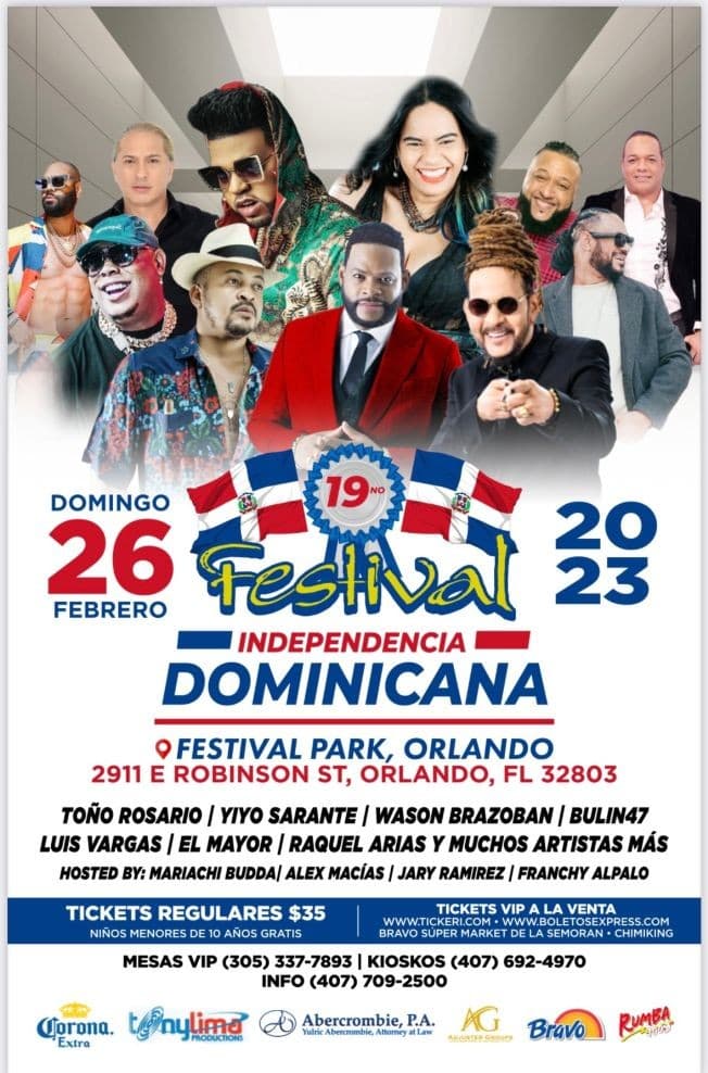 Event - 19no  FESTIVAL INDEPENDENCIA DOMINICANA EN ORLANDO FLORIDA - Orlando, Florida - February 26, 2023 | concert tickets