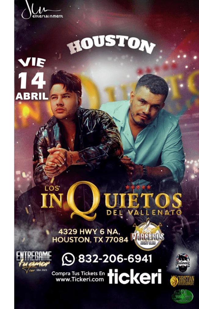 Event - **CANCELADO** LOS INQUIETOS DEL VALLENATO EN CONCIERTO ! HOUSTON  TEXAS - Houston, Texas - April 14, 2023 | concert tickets