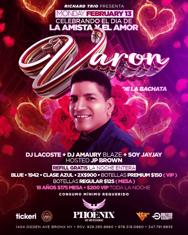 Event - EL VARON DE LA BACHATA EN CONCIERTO ! BRONX NEW YORK - Bronx, New York - February 13, 2023 | concert tickets