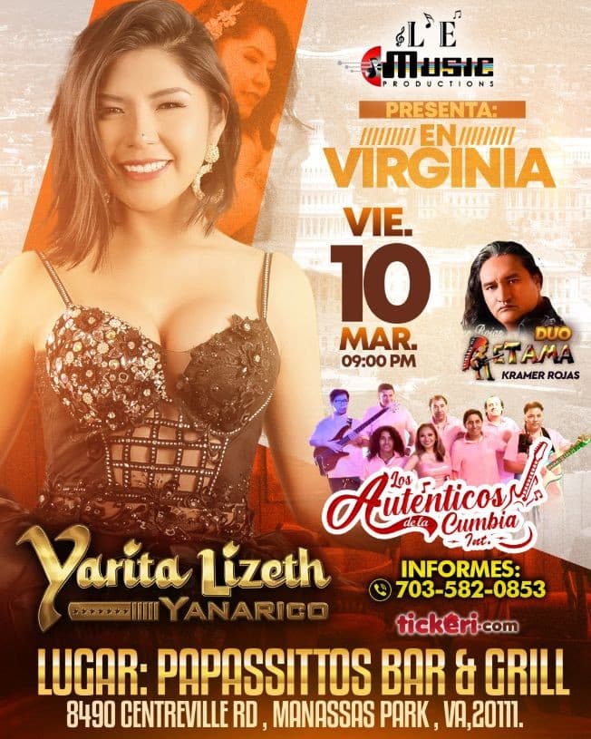 Event - Yarita Lizeth Yanarico en MANASSAS PARK-VIRGINIA - Manassas Park, Virginia - March 10, 2023 | concert tickets