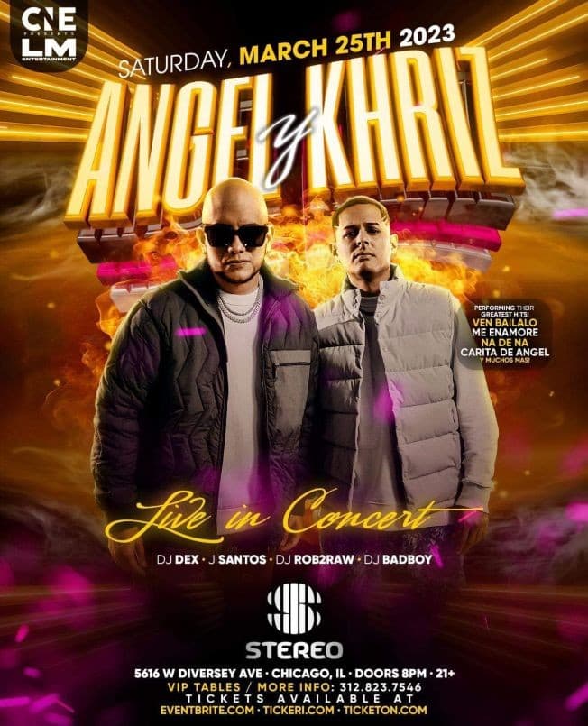 Event - Reggaeton Legends Angel y Khriz Live in Concert! - Chicago, Illinois - March 25, 2023 | concert tickets