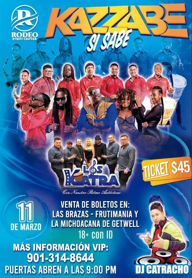 Event - KAZZABE SI SABE LA BANDA MÁS TAQUILLERA DESDE HONDURAS Y LOS KATRAS - Memphis, Tennessee - March 11, 2023 | concert tickets