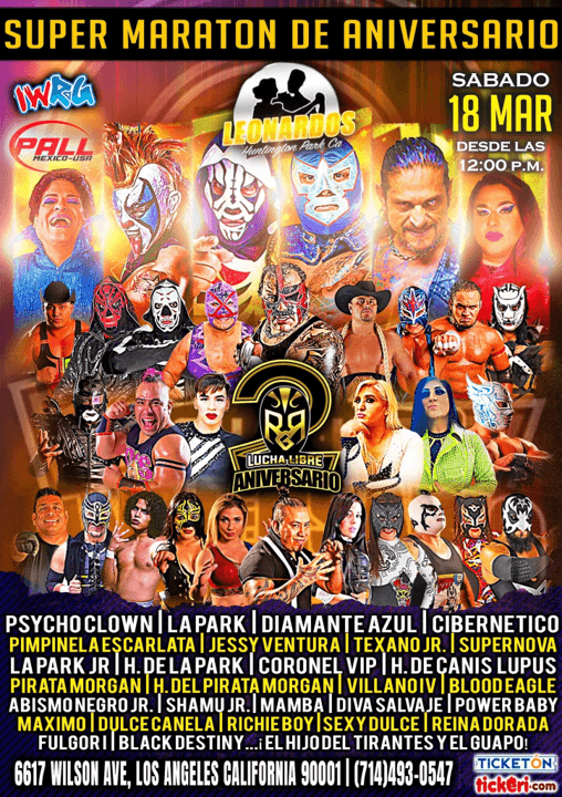 Event - SUPER MARATON DE ANIVERSARIO - LUCHA SUPERESTELAR - Los Angeles, California - March 18, 2023 | concert tickets