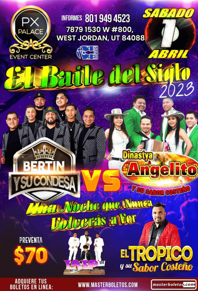 Event - BERTIN Y SU CONDESA , DINASTYA  ANGELITO EN VIVO ! WEST JORDAN UTAH - West Jordan, Utah - April 1, 2023 | concert tickets