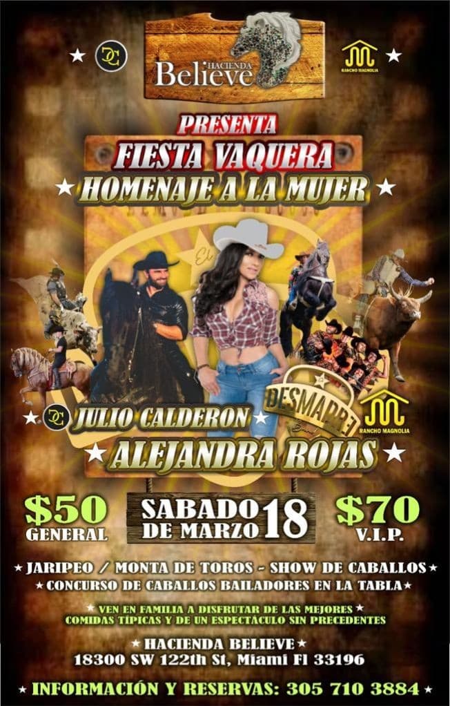 Event - FIESTA VAQUERA EN HOMENAJE A LA MUJER - Miami, Florida - March 18, 2023 | concert tickets