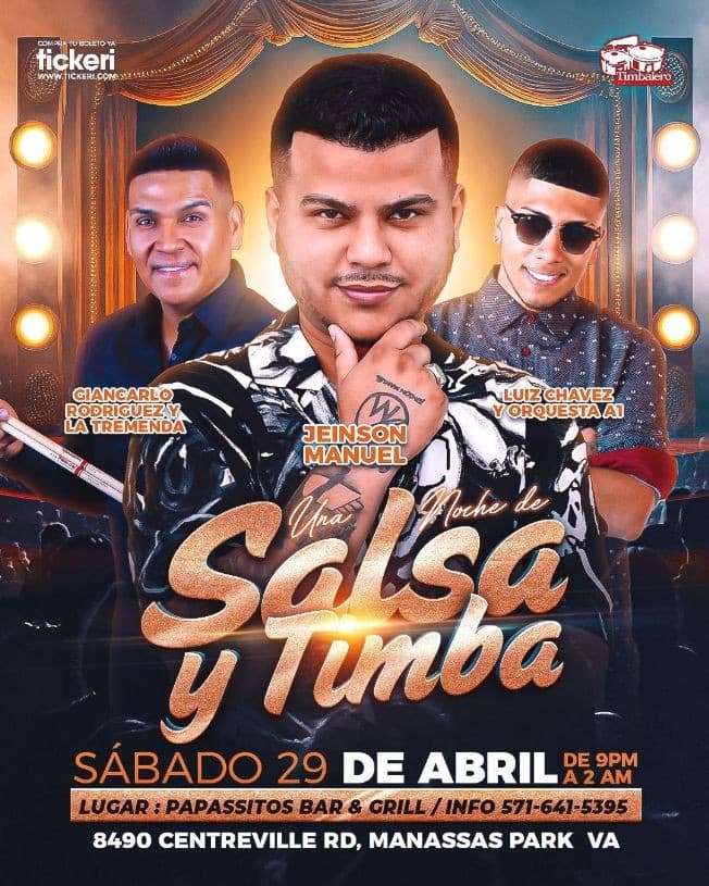 Event - GIANCARLO RODRIGUEZ Y LA TREMENDA , JEINSON MANUEL , LUIZ CHAVEZ Y ORQUESTA A1 EN VIVO ! MANASSAS PARK VIRGINIA - Manassas Park, Virginia - April 29, 2023 | concert tickets