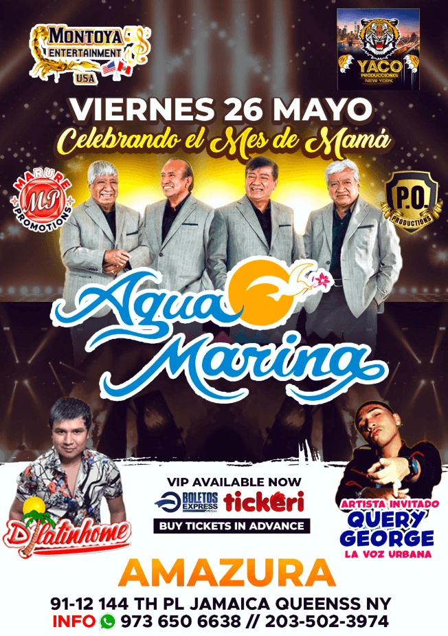 Event - AGUA MARINA EN CONCIERTO ! QUEENS NEW YORK - Queens, New York - May 26, 2023 | concert tickets