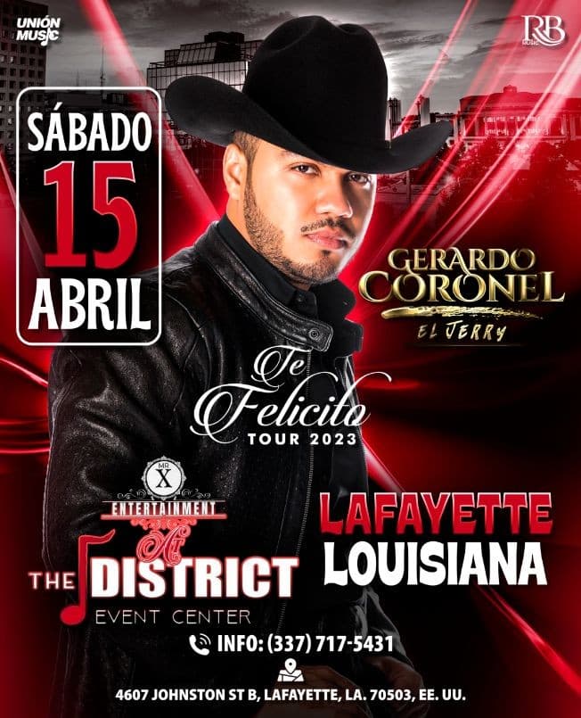 Event - GERARDO CORONEL EL JERRY EN LAFAYETTE - Lafayette, Louisiana - April 15, 2023 | concert tickets