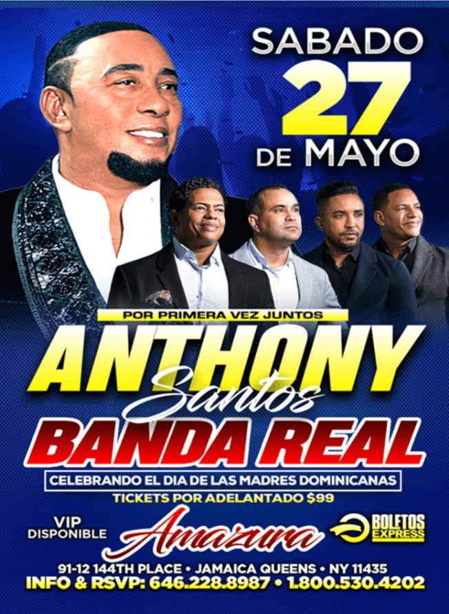 Event - ANTHONY SANTOS EN CONCIERTO ! QUEENS NEW YORK - Queens, New York - May 27, 2023 | concert tickets