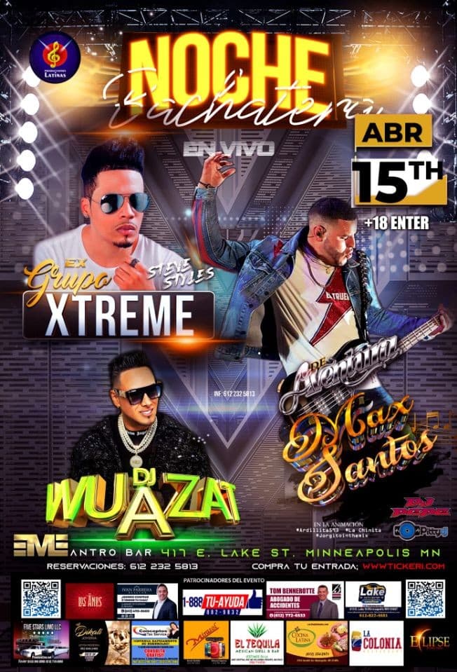 Event - MAX SANTOS - STEVE STYLES - DJ WUAZAT EN CONCIERTO! NOCHE BACHATERA MINNEAPOLIS MINNESOTA - Minneapolis, Minnesota - April 15, 2023 | concert tickets