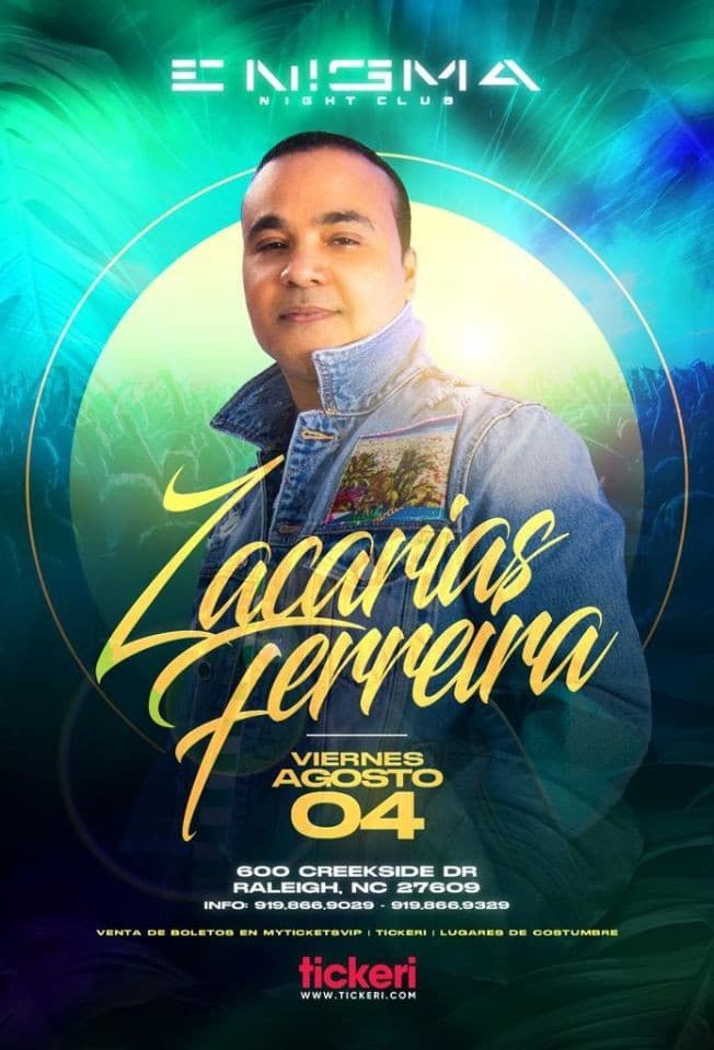 Event - ZACARIAS FERREIRA EN CONCIERTO ! RALEIGH NORTH CAROLINA - Raleigh, North Carolina - August 4, 2023 | concert tickets