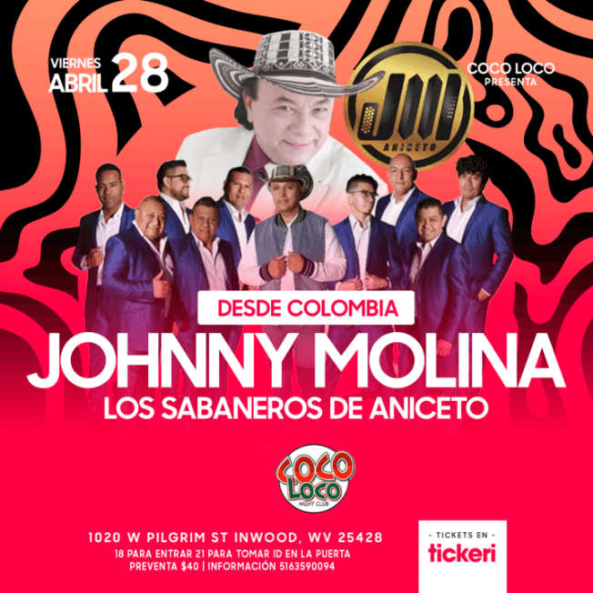 Event - JOHNNY MOLINA EN CONCIERTO ! INWOOD WEST VIRGINIA - Inwood, West Virginia - April 28, 2023 | concert tickets