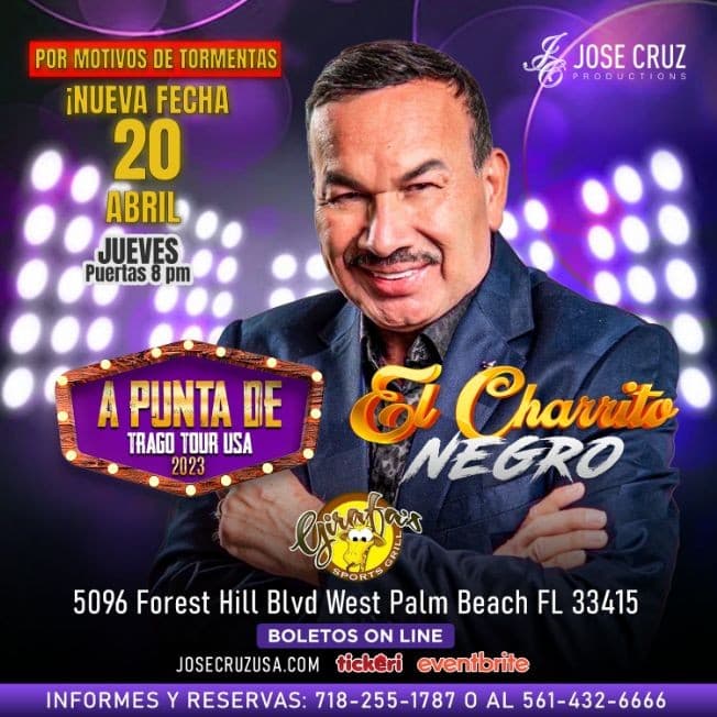 Event - 04-20-2023 EL CHARRITO NEGRO A PUNTA DE TRAGO TOUR EN WEST PALM BEACH JCP - West Palm Beach, Florida - April 20, 2023 | concert tickets