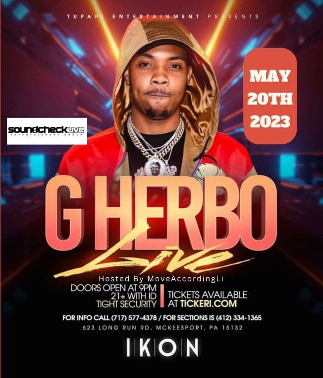 Event - G Herbo Live Club IKON - Mckeesport, Pennsylvania - May 20, 2023 | concert tickets