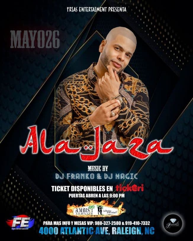 Event - ALA JAZA EN VIVO!! Raleigh NC - Raleigh, North Carolina - May 26, 2023 | concert tickets