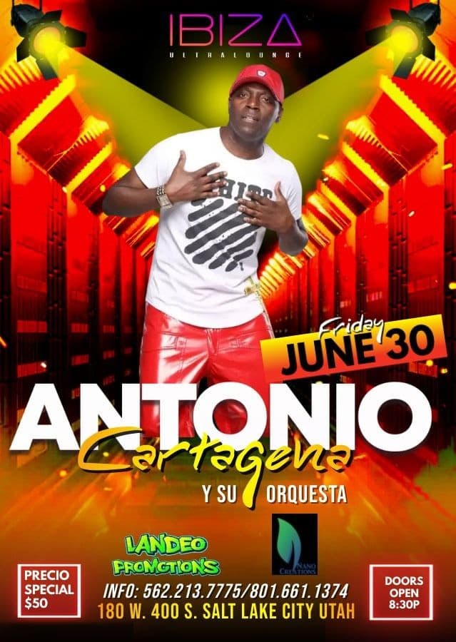 Event - ANTONIO CARTAGENA Y SU ORQUESTA EN VIVO ! SALT LAKE CITY UTAH- CANCELLED - Salt Lake City, Utah - August 4, 2023 | concert tickets