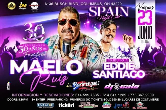 Event - MAELO RUIZ Y PIPE MURILLO TRIBUTO A EDDIE SANTIAGO EN VIVO ! COLUMBUS OHIO - Columbus, Ohio - June 23, 2023 | concert tickets