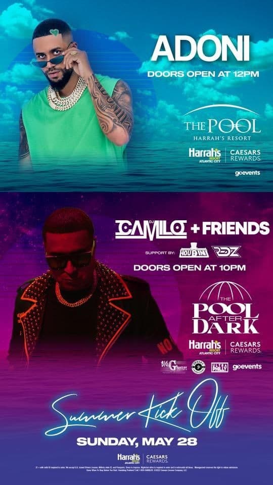 Event - Euro Ent 16 Year Company Anniversary DJ Camilo Live With DJ Adoni At The Pool After Dark - Atlantic City, New Jersey - May 28, 2023 | concert tickets