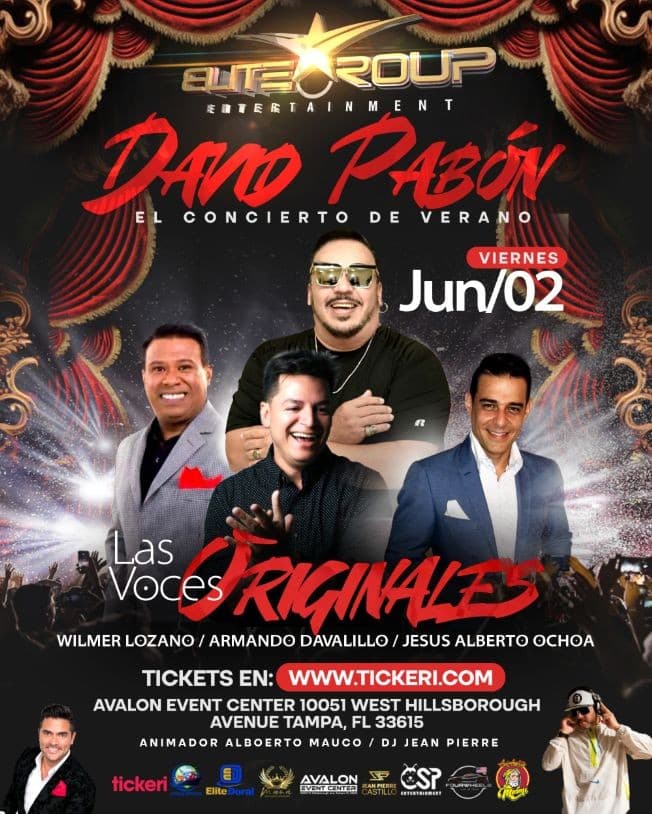 Event - DAVID PABON Y LAS VOCES ORIGINALES EN VIVO ! TAMPA FLORIDA - Tampa, Florida - June 2, 2023 | concert tickets