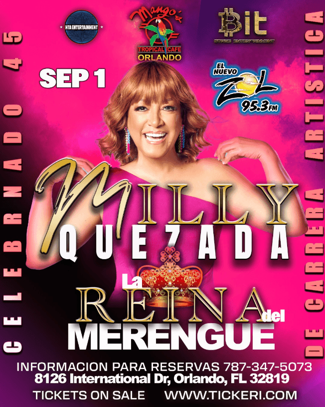 Event - MILLY QUEZADA LA REINA DEL MERENGUE EN CONCIERTO ! ORLANDO FLORIDA - Orlando, Florida - September 1, 2023 | concert tickets