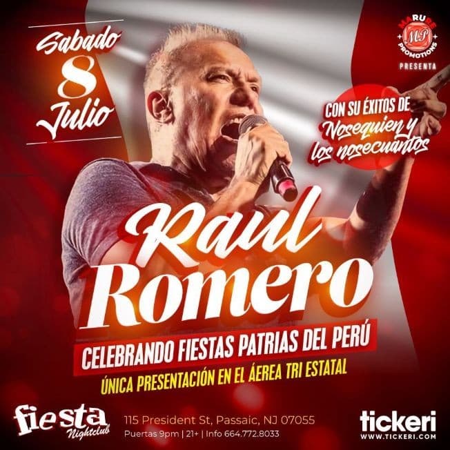 Event - RAUL ROMERO EN CONCIERTO ! PASSAIC NEW JERSEY - Passaic, New Jersey - July 8, 2023 | concert tickets