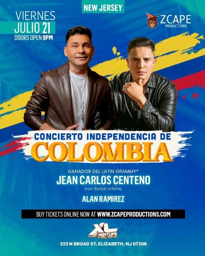 Event - JEAN CARLOS CENTENO & ALAN RAMIREZ EN CONCIERTO DE INDEPENDENCIA COLOMBIANA - Elizabeth, New Jersey - July 21, 2023 | concert tickets