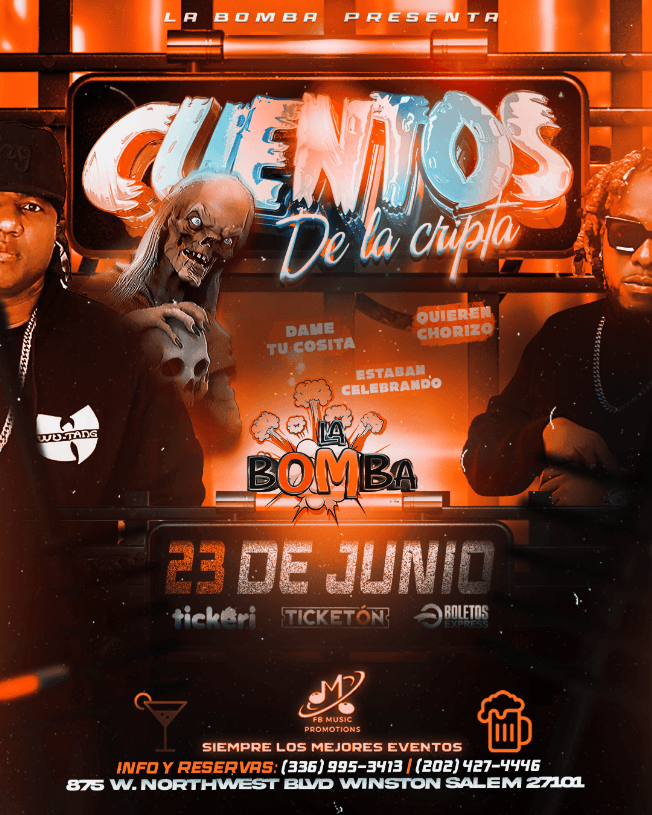 Event - Los Cuentos De La Cripta en La Bomba Nightlife de  Winston Salem - Winston-Salem, North Carolina - June 23, 2023 | concert tickets