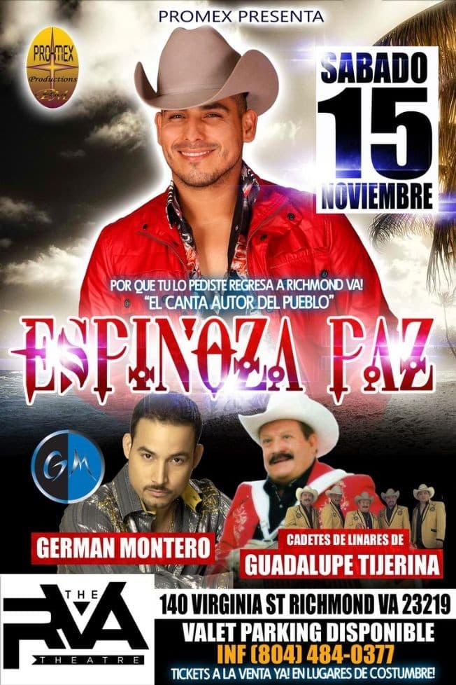 Event - Espinoza Paz en Richmond - Richmond, Virginia - November 15, 2014 | concert tickets